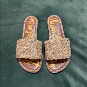Sam Edelman Brown Woven Slide Sandals